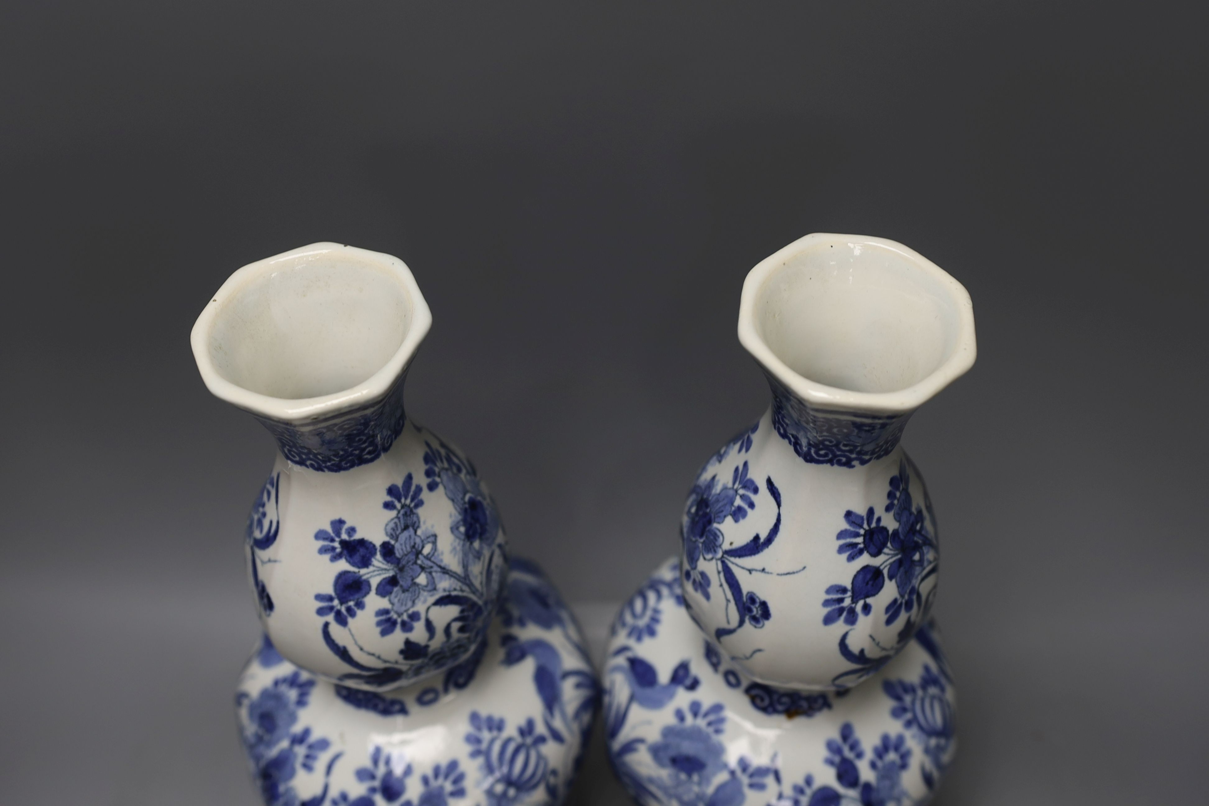 A pair of 19th century Dutch Delft vases - 33.5cm tall